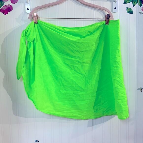 NWT Good American Electric Lime Leg Daze Mesh Tie Sarong cover up Size 2XL-4XL - Picture 4 of 6